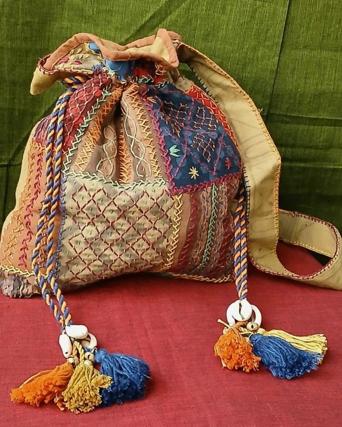 Patchwork Embroidered Drawstring Bag – (PEDB0034) - Image 5