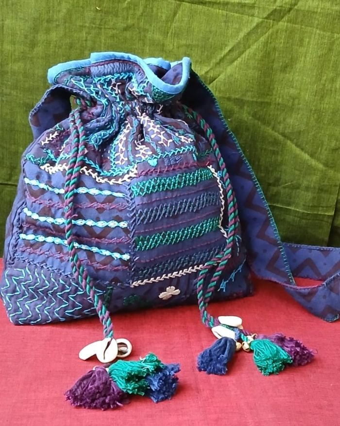 Patchwork Embroidered Drawstring Bag – (PEDB0035) - Image 5