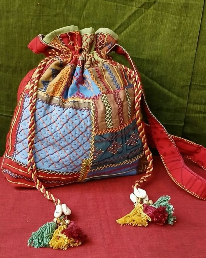 Patchwork Embroidered Drawstring Bag – (PEDB0036) - Image 5