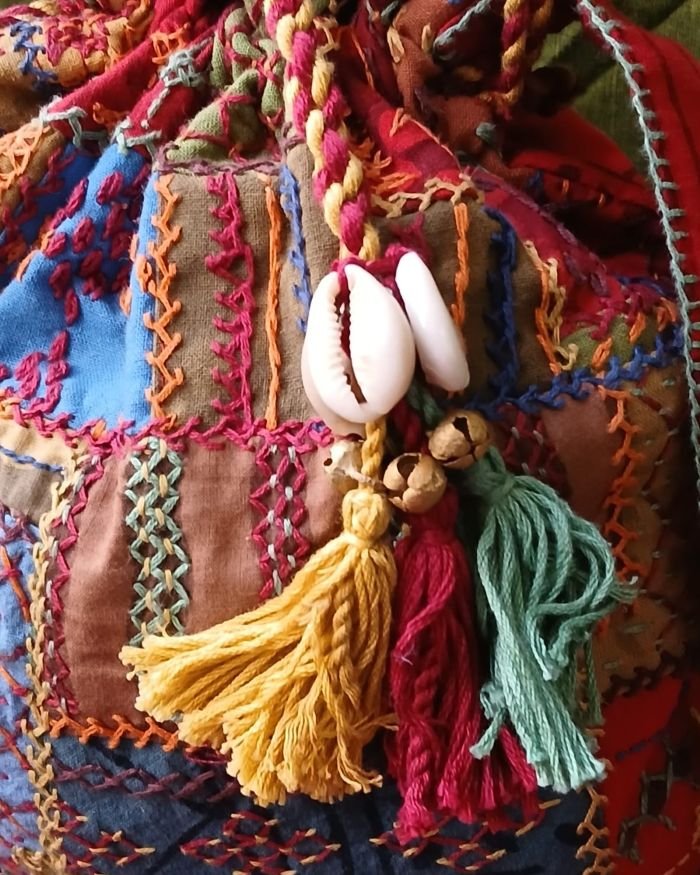 Patchwork Embroidered Drawstring Bag – (PEDB0036) - Image 3