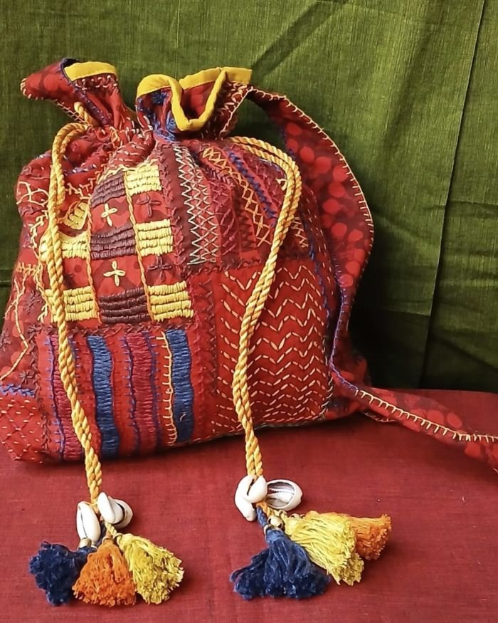Patchwork Embroidered Drawstring Bag – (PEDB0037) - Image 5