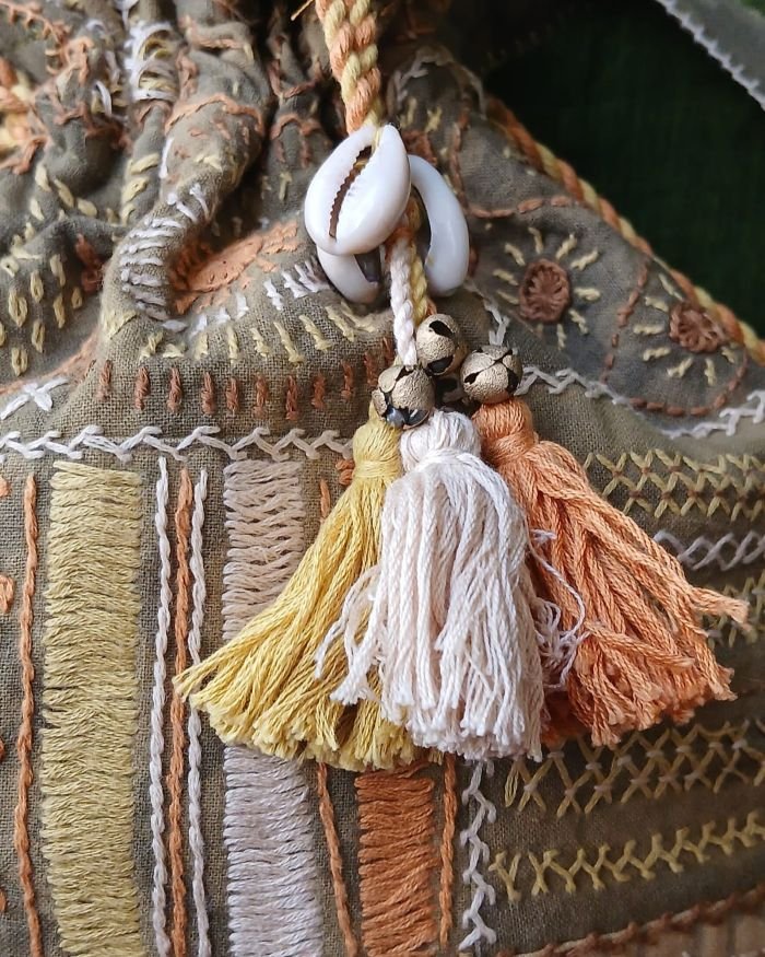 Patchwork Embroidered Drawstring Bag – (PEDB0038) - Image 3