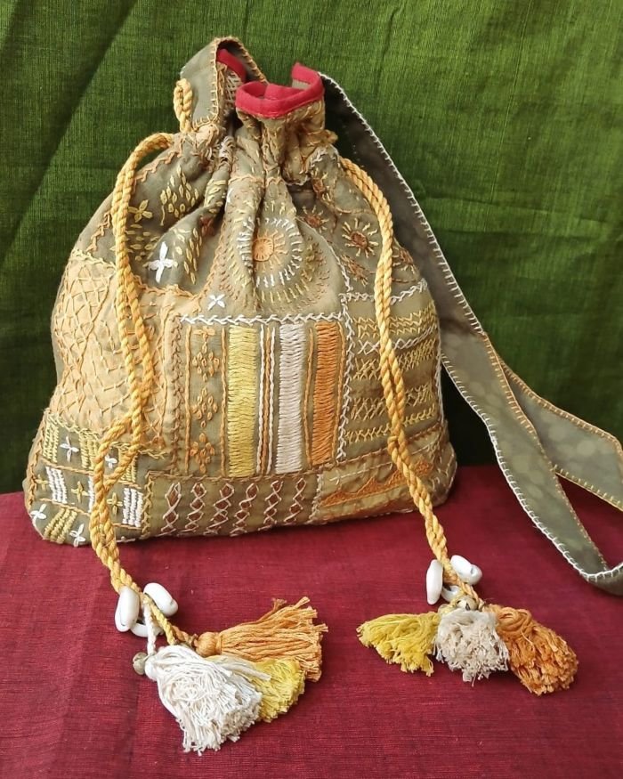 Patchwork Embroidered Drawstring Bag – (PEDB0038) - Image 5