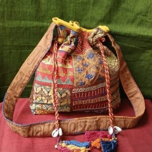 Patchwork Embroidered Drawstring Bag – (PEDB0039)