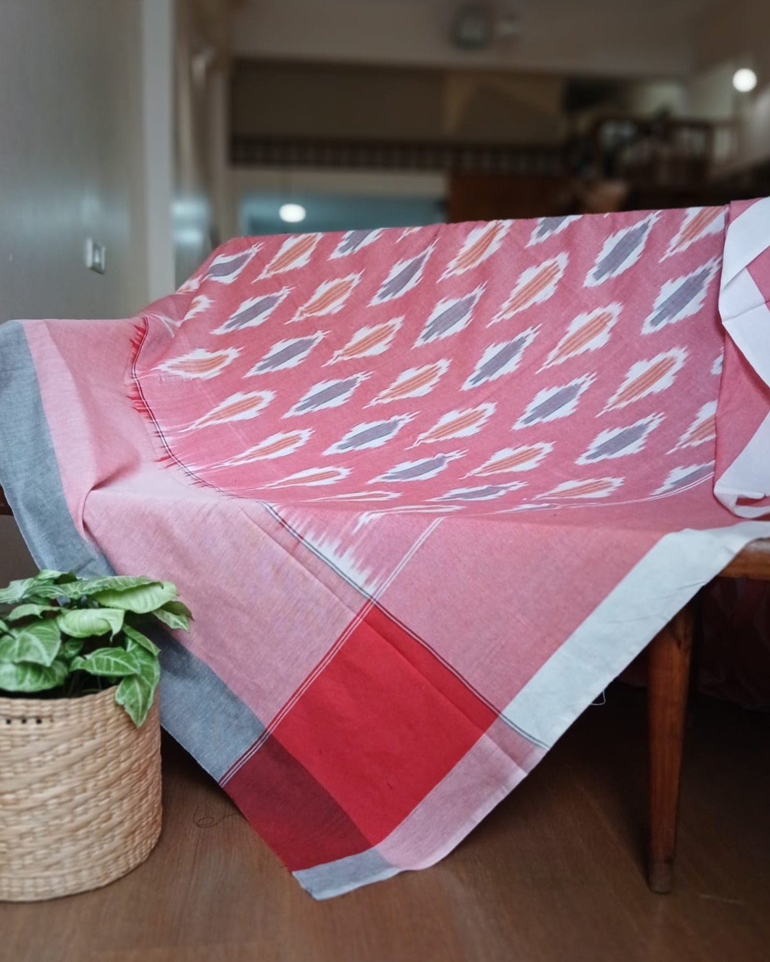 Ikat Cotton Double Bedsheet Set with Pillowcases (108×108) – (BDST1039)