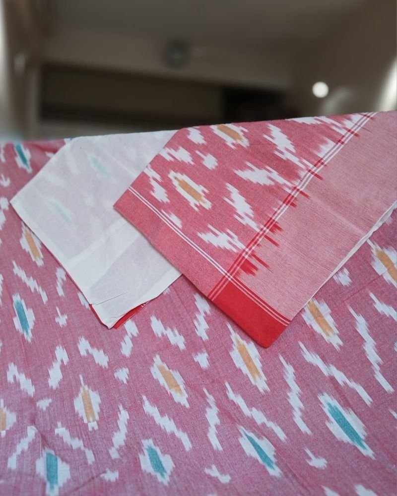 Ikat Cotton Double Bedsheet Set with Pillowcases – (BDST1036) - Image 4