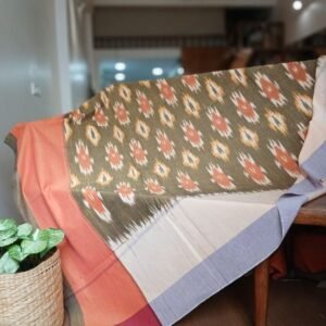 Ikat Cotton Double Bedsheet Set with Pillowcases – (BDST1037)