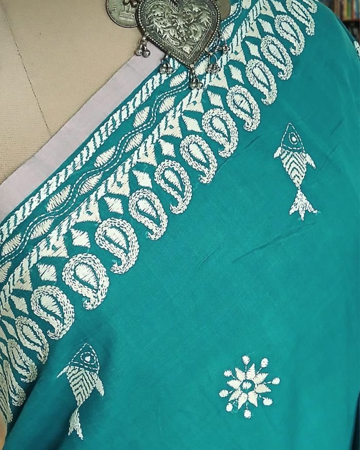 Kantha Hand Embroidery on Begumpuri Cotton – (KNCS1072) - Image 4