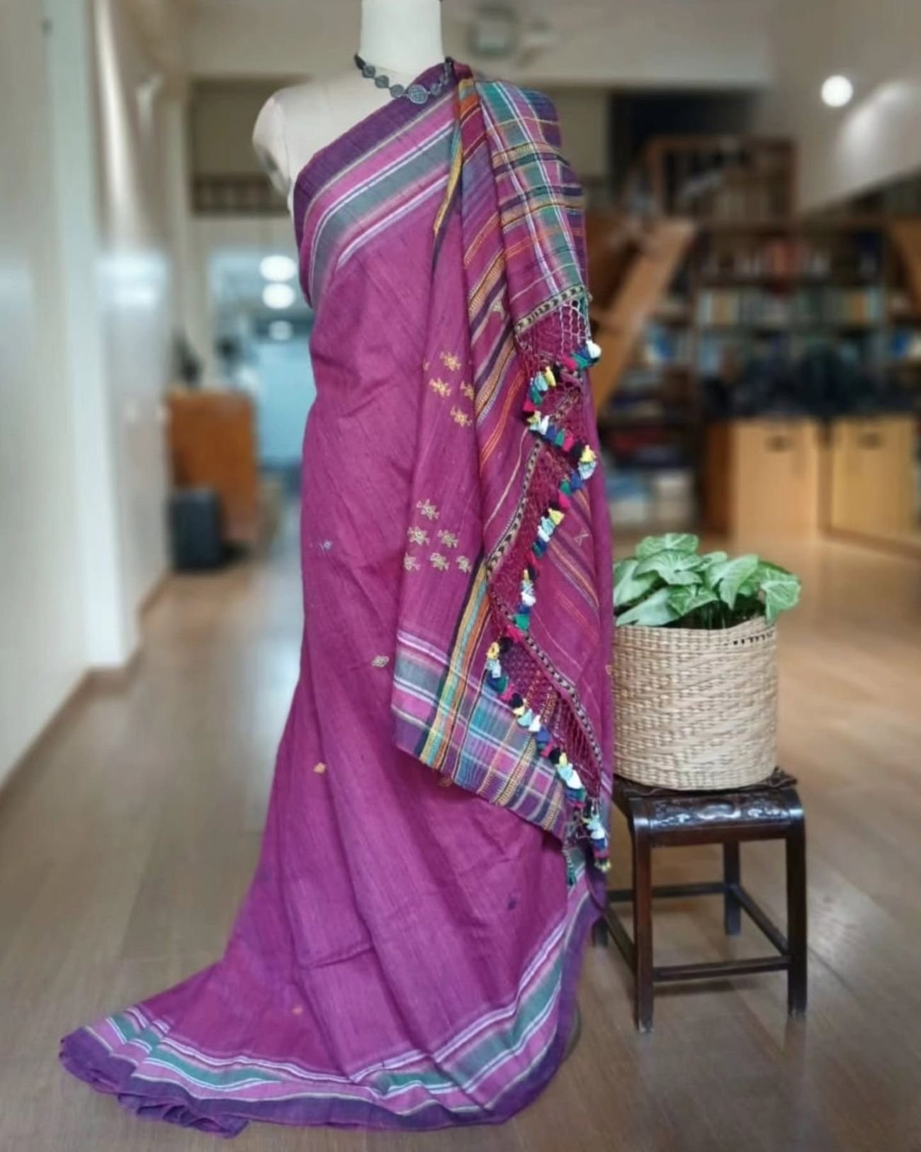 Ghicha Tussar x Cotton Bhujodi Handweave Saree – (BHUJ1099)