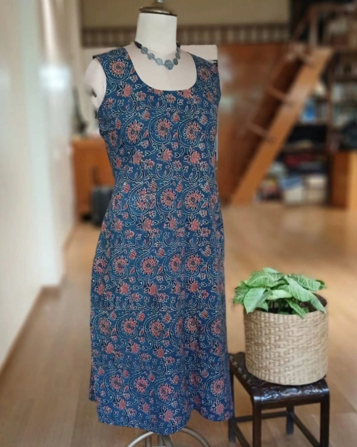 Ajrakh Sleeveless Calf-Length Slip-On Dress - (ACSD1009)