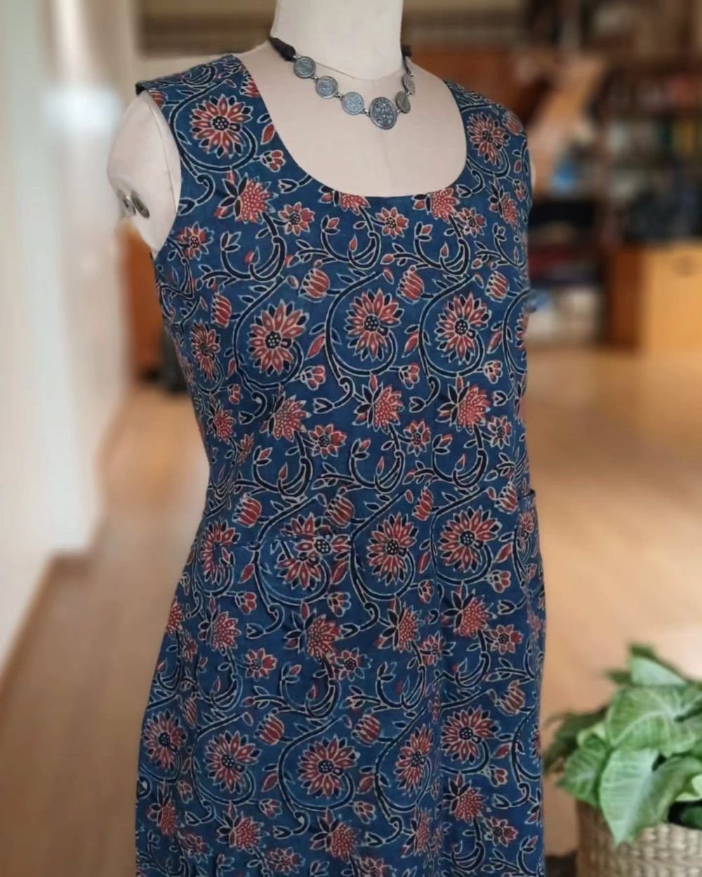 Ajrakh Sleeveless Calf-Length Slip-On Dress - (ACSD1009) - Image 3