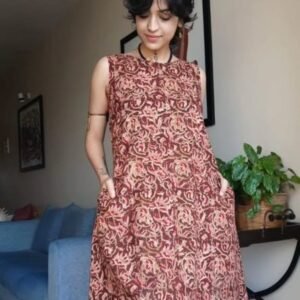 Cotton Sleeveless Dress with Two Pockets - (ACSD1012)