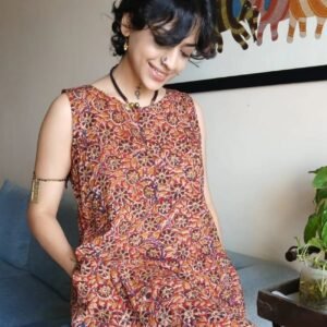 Cotton Sleeveless Dress with Two Pockets - (ACSD1013)