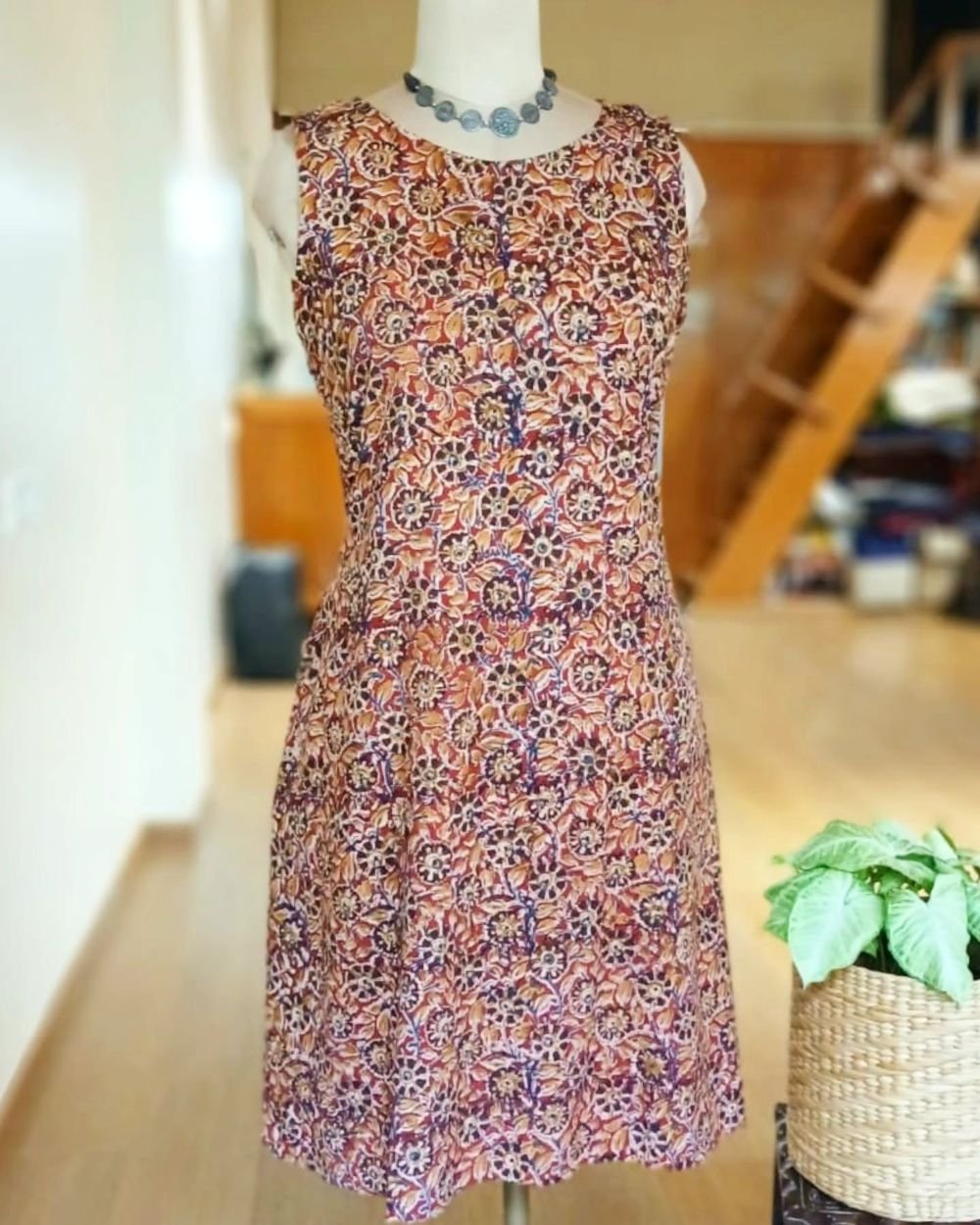 Cotton Sleeveless Dress with Two Pockets - (ACSD1013) - Image 2