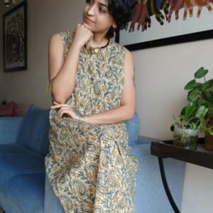 Ajrakh Sleeveless Calf-Length Slip-On Dress - (ACSD1011)