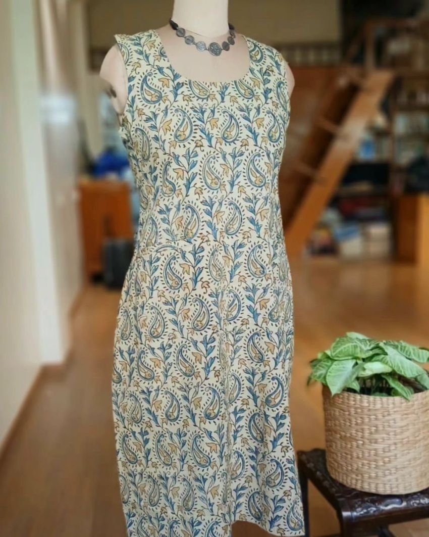 Ajrakh Sleeveless Calf-Length Slip-On Dress - (ACSD1011) - Image 2