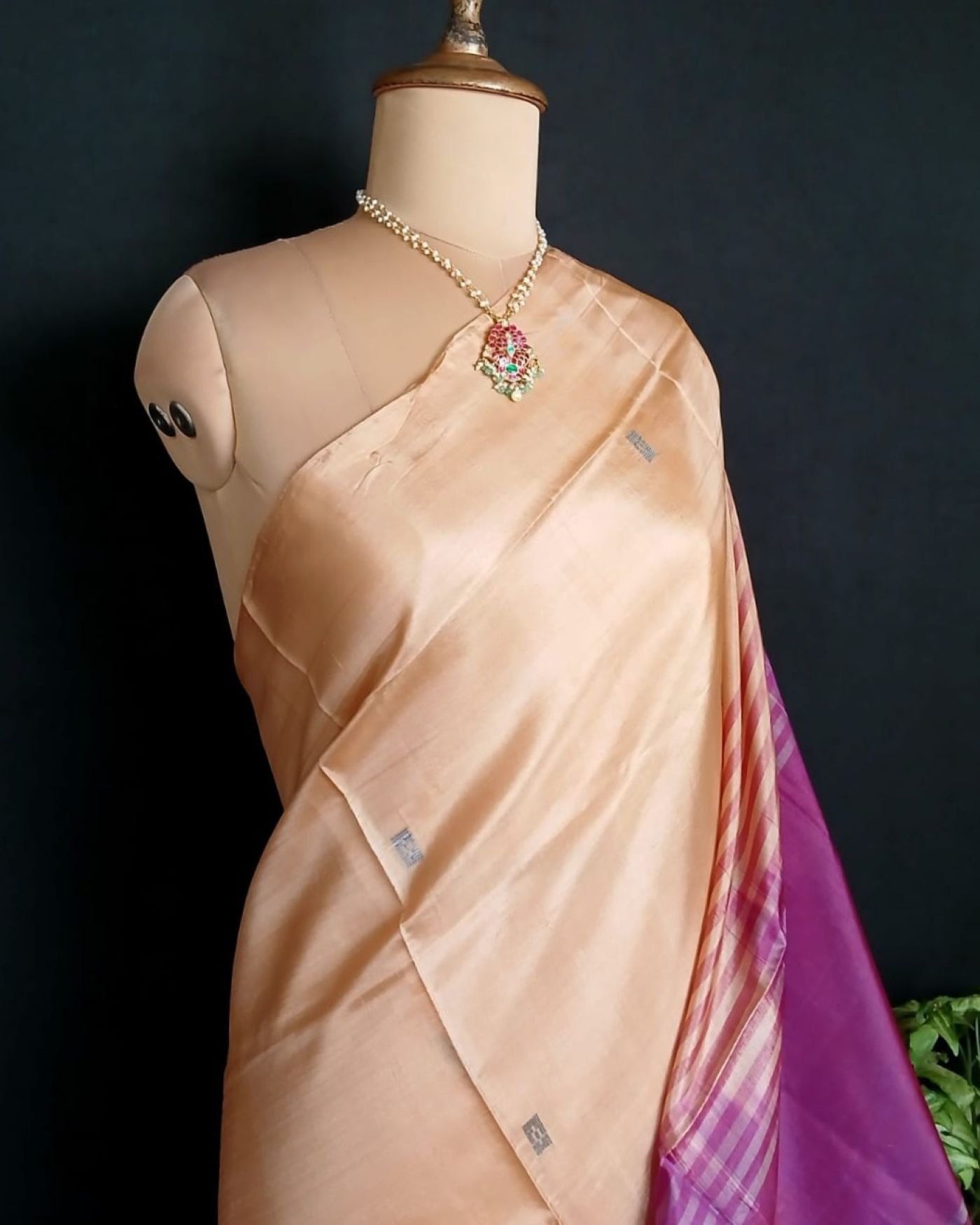 Banana Pith Fibre Handwoven Saree - (BPHS0002) - Image 7