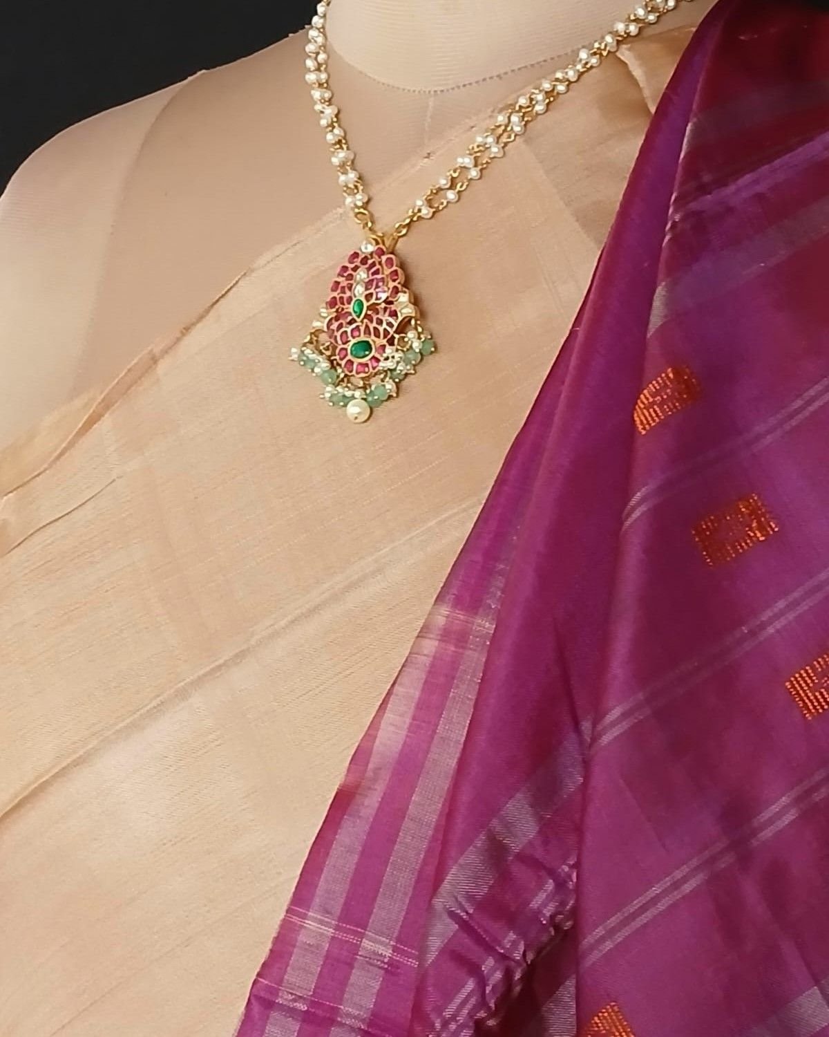 Banana Pith Fibre Handwoven Saree - (BPHS0002) - Image 5