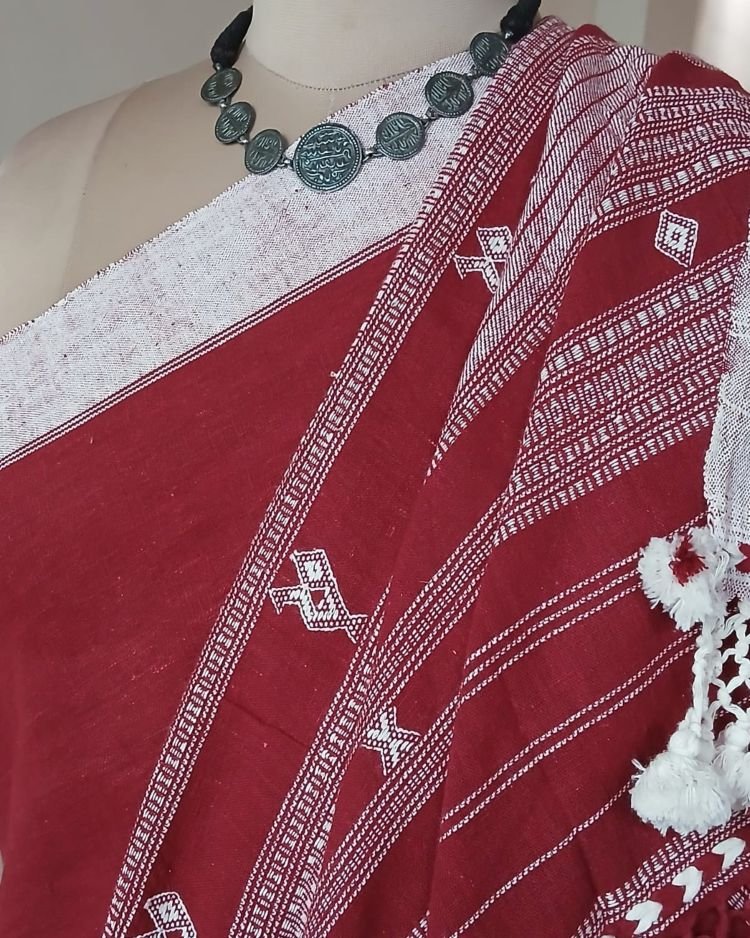 Bhujodi Saree Handwoven in Kala Cotton – (BHUJ0012) - Image 7