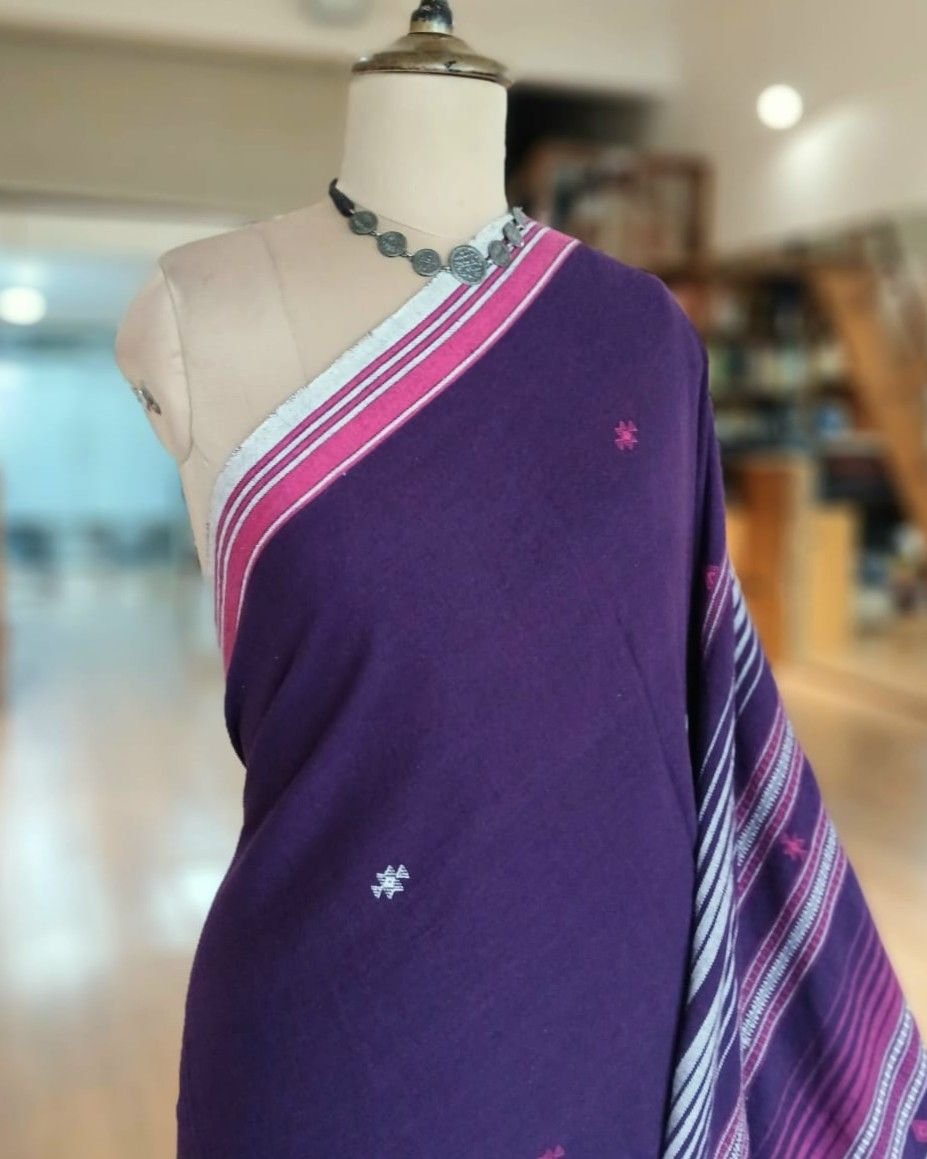 Bhujodi Saree Handwoven in Kala Cotton – (BHUJ0014) - Image 3
