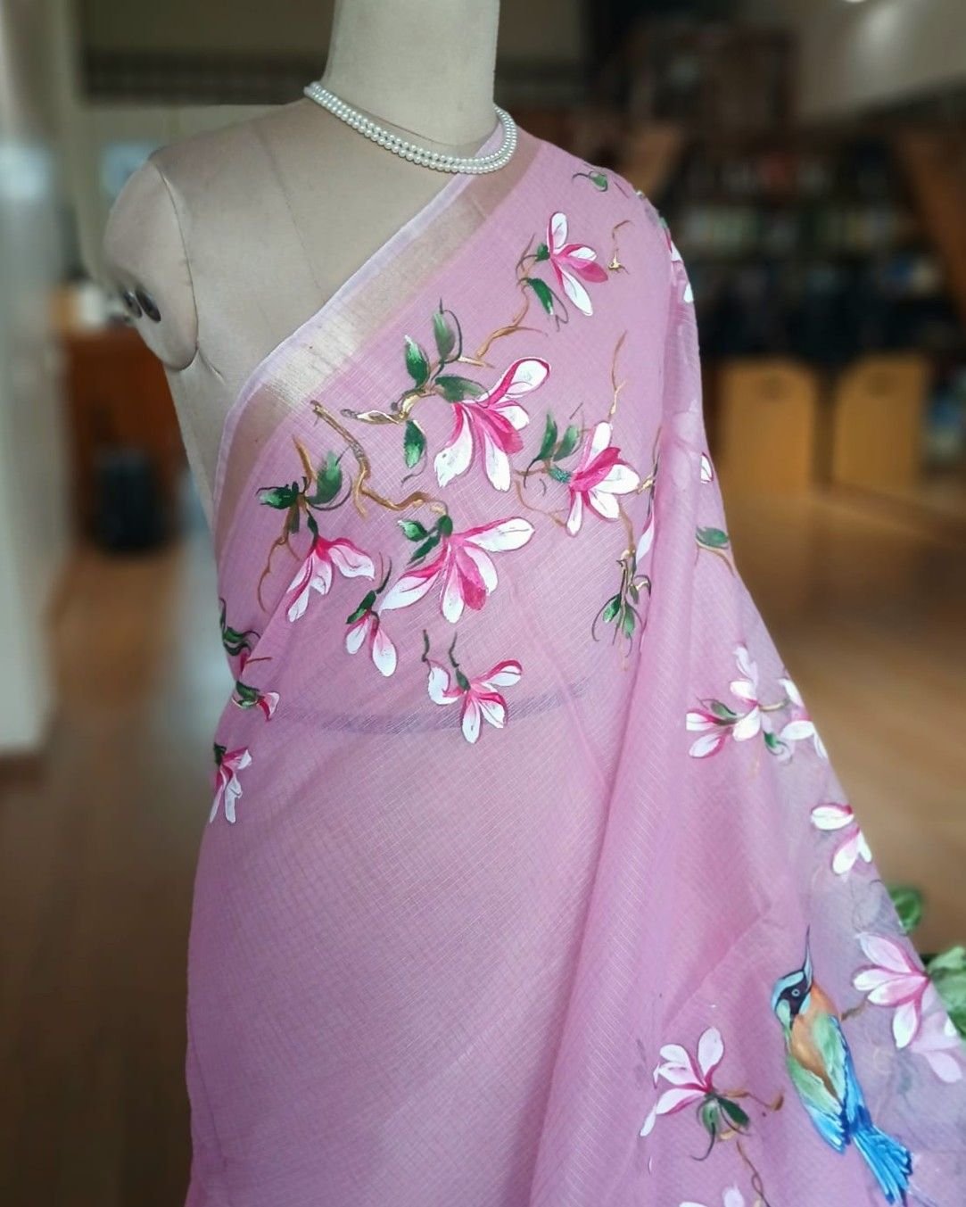 Handpainted Saree on Kota Doria – (HPKD0022) - Image 2