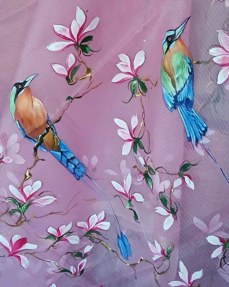 Handpainted Saree on Kota Doria – (HPKD0022) - Image 4