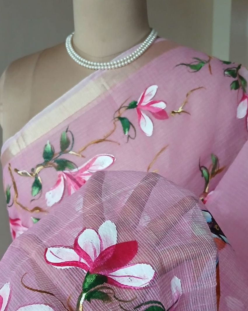 Handpainted Saree on Kota Doria – (HPKD0022) - Image 5