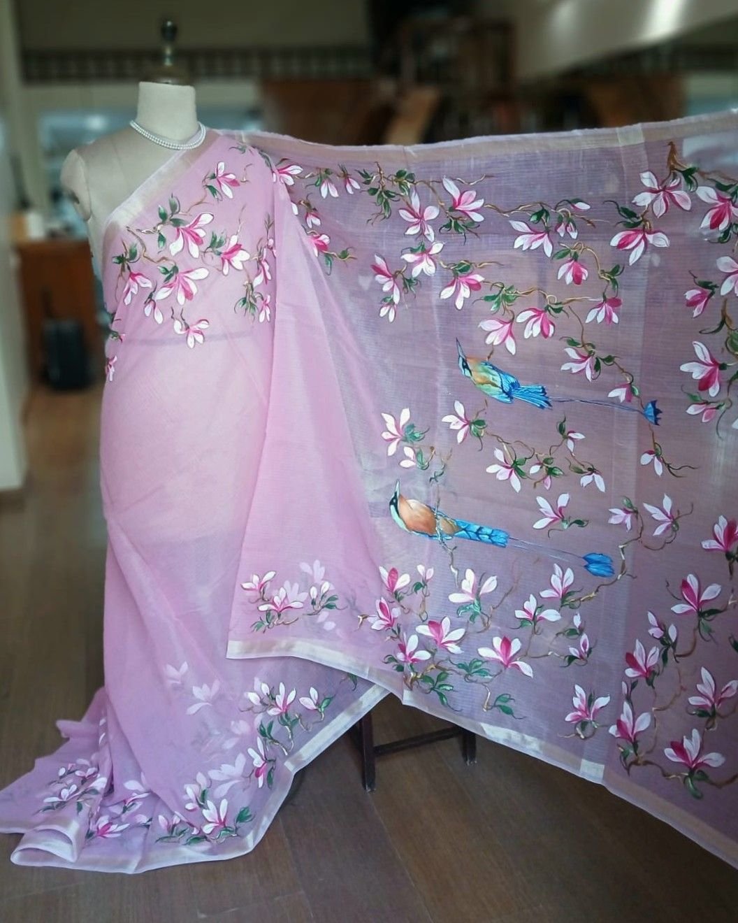 Handpainted Saree on Kota Doria – (HPKD0022) - Image 6