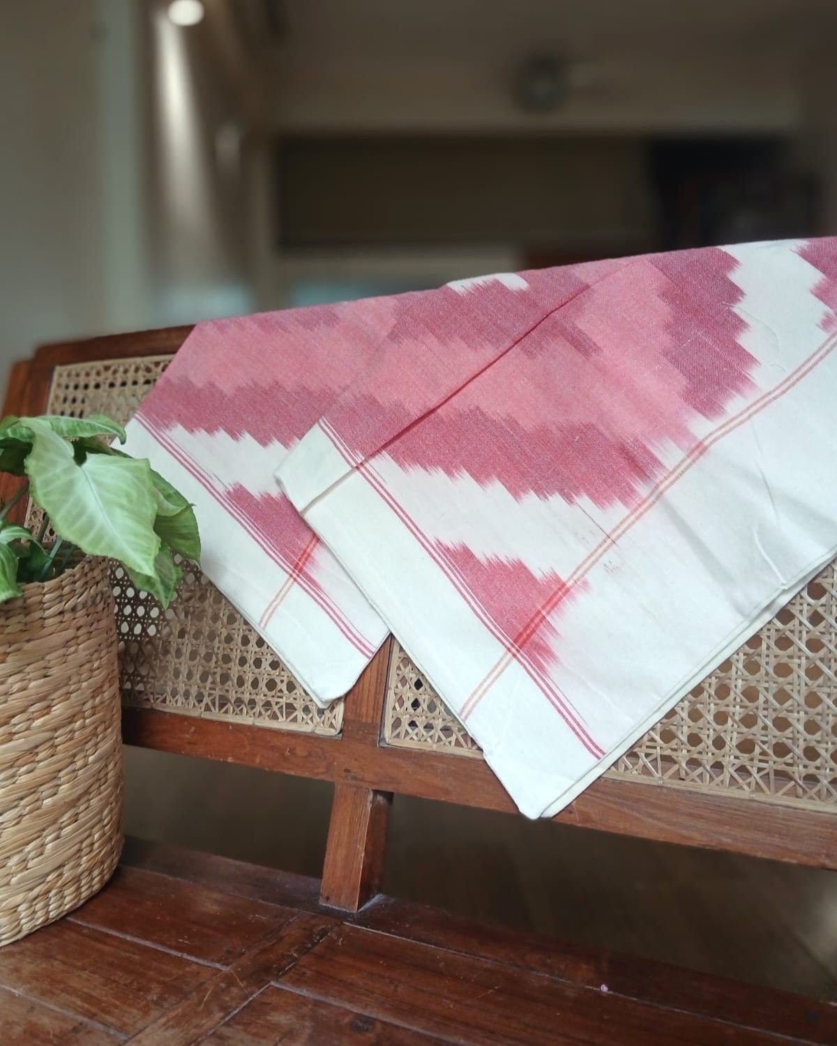 Ikat Cotton Double Bedsheet Set with Pillowcases – (BDST1040) - Image 4