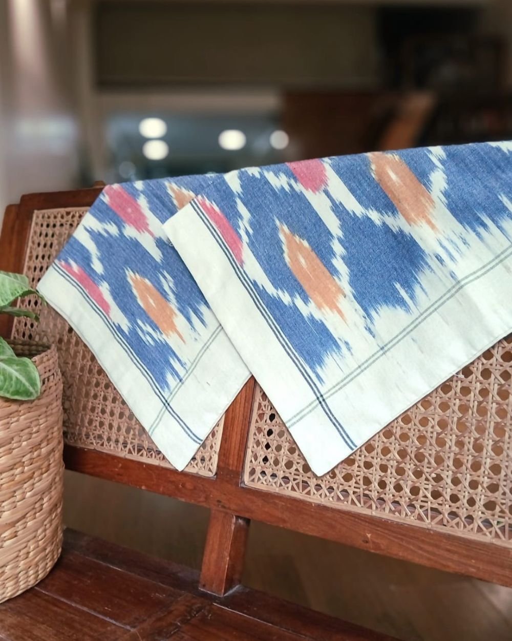 Ikat Cotton Double Bedsheet Set with Pillowcases – (BDST1049) - Image 4