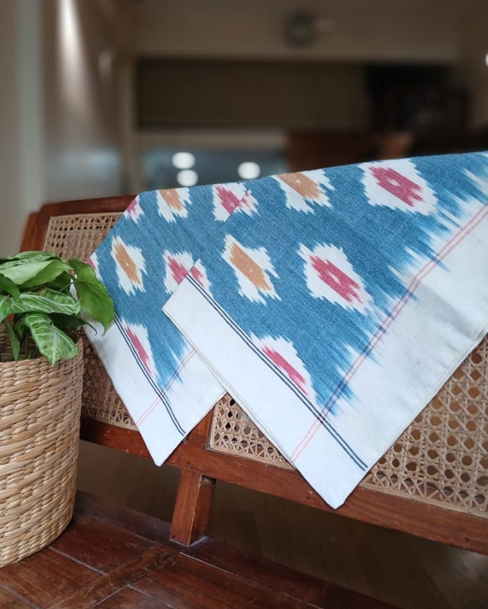 Ikat Cotton Double Bedsheet Set with Pillowcases – (BDST1043) - Image 4