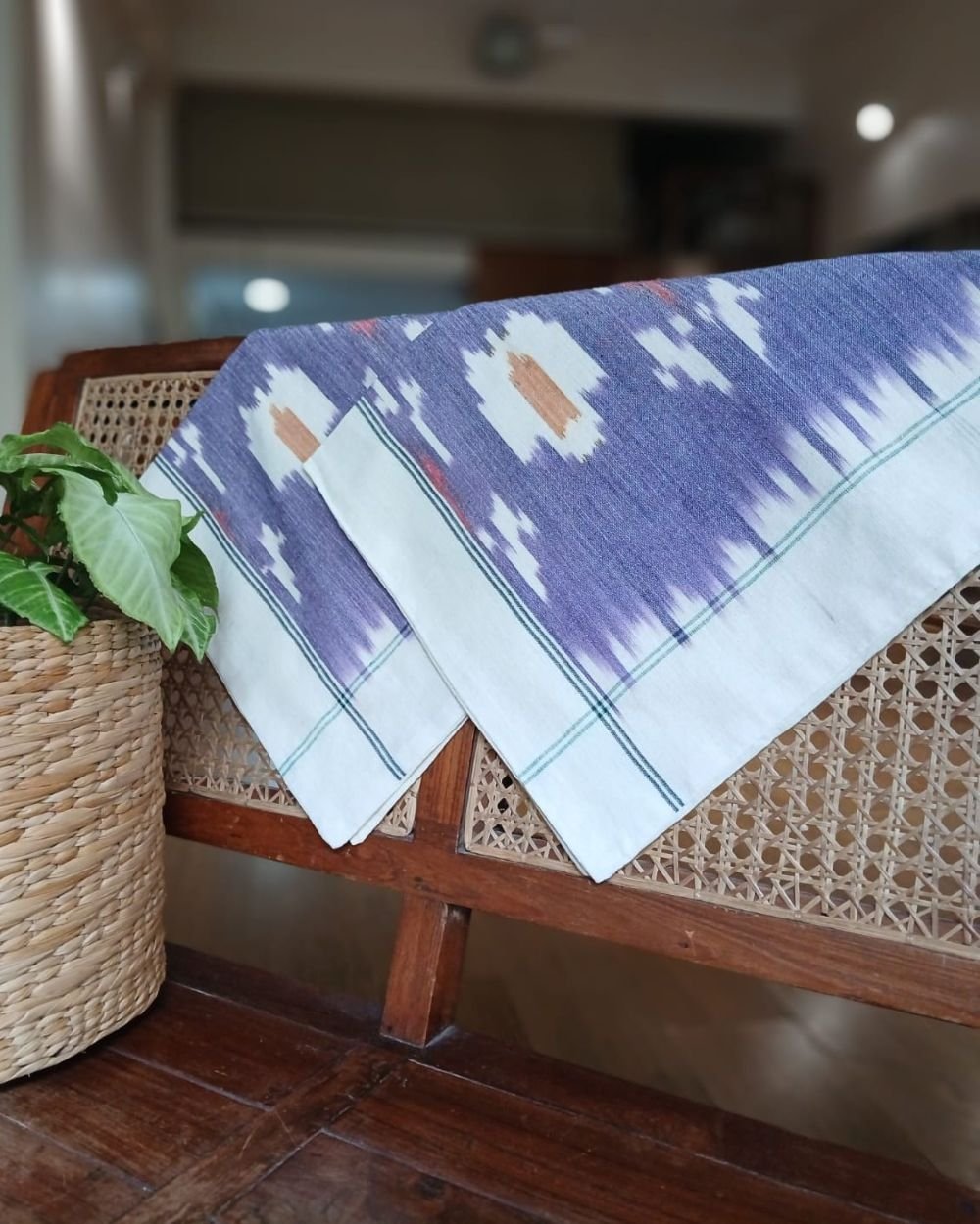 Ikat Cotton Double Bedsheet Set with Pillowcases – (BDST1048) - Image 4