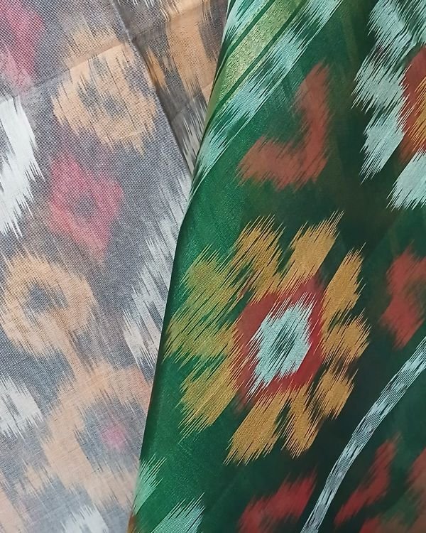 Handloom Single Ikat in Silk-Cotton Saree - (HSIS0017) - Image 4