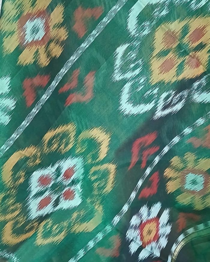 Handloom Single Ikat in Silk-Cotton Saree - (HSIS0017) - Image 6