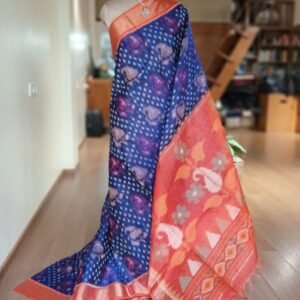 Handloom Single Ikat in Silk-Cotton Saree - (HSIS0010)