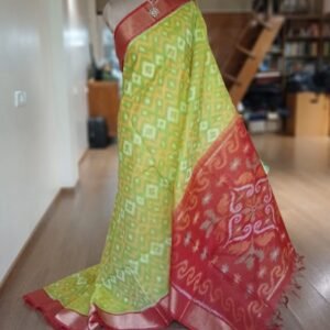 Handloom Single Ikat in Silk-Cotton Saree - (HSIS0007)