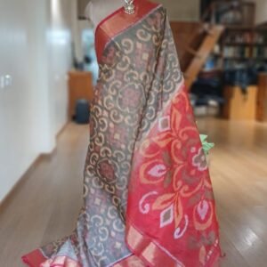 Handloom Single Ikat in Silk-Cotton Saree - (HSIS0030)