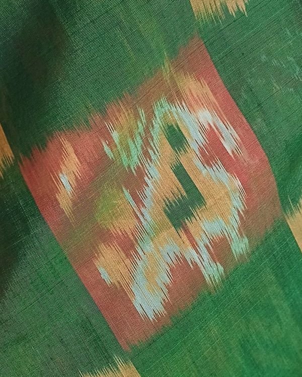 Handloom Single Ikat in Silk-Cotton Saree - (HSIS0031) - Image 4