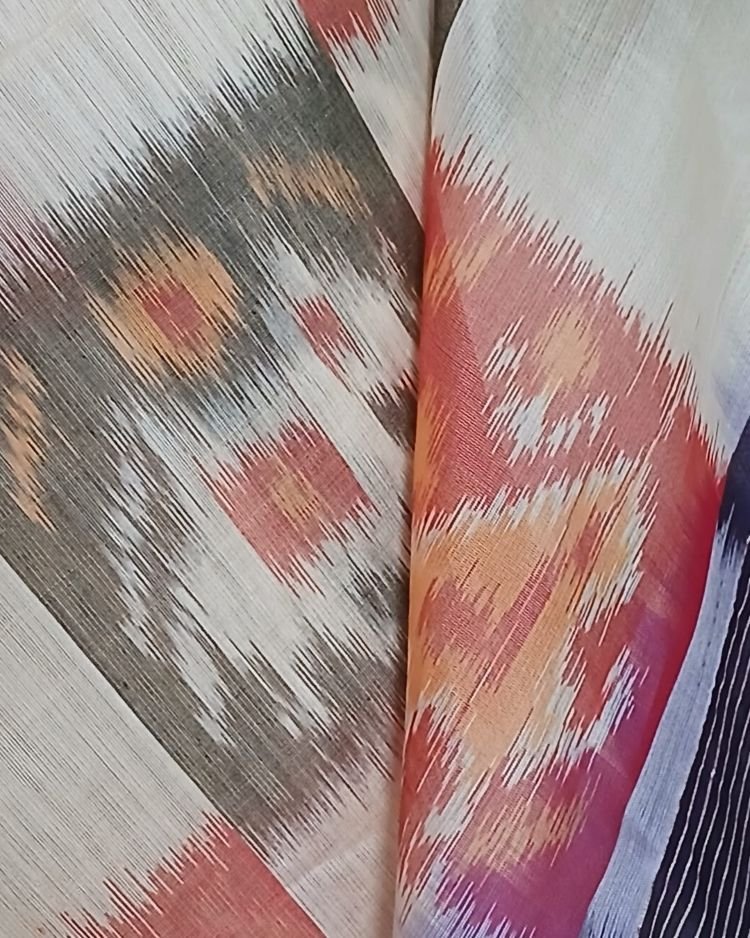 Handloom Single Ikat in Silk-Cotton Saree - (HSIS0032) - Image 4