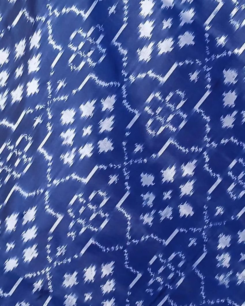 Classy Grey and Blue Single Ikat Silk Saree - (NZIS0002) - Image 6