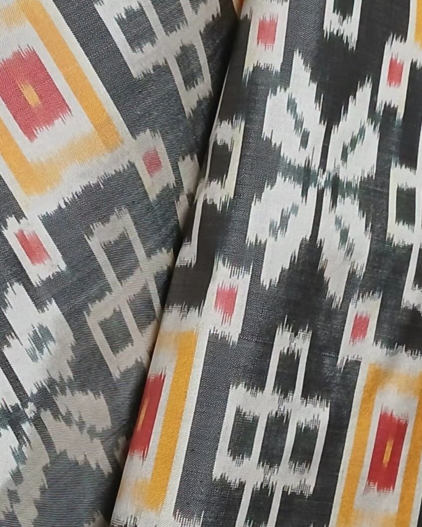 No-Zari Single Ikat Silk Saree - (NZIS0001) - Image 6