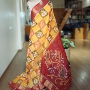 Handloom Single Ikat in Silk-Cotton Saree - (HSIS0020)