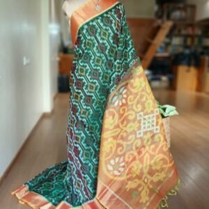 Handloom Single Ikat in Silk-Cotton Saree - (HSIS0004)