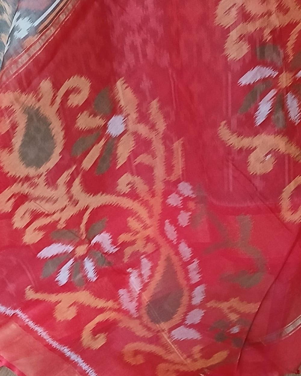 Handloom Single Ikat in Silk-Cotton Saree - (HSIS0022) - Image 4