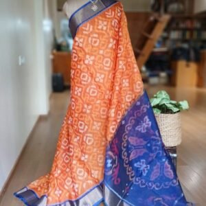 Handloom Single Ikat in Silk-Cotton Saree - (HSIS0013)