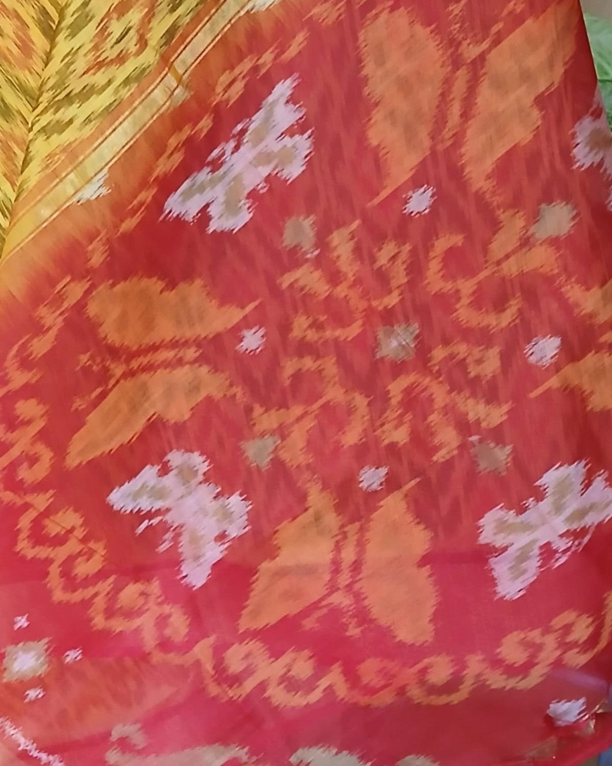 Handloom Single Ikat in Silk-Cotton Saree - (HSIS0023) - Image 4