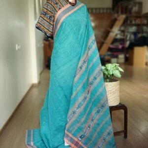 Manamedu Cotton Saree with Odisha Ikat Blousepiece - (ICMS0012)