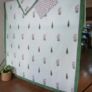 Blockprint Double Bedsheet with matching pillowcases (90 x 108) – (DBST0026)