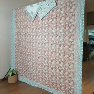 Blockprint Double Bedsheet with matching pillowcases (90 x 108) – (DBST0028)