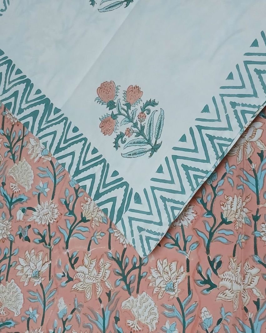 Blockprint Double Bedsheet with matching pillowcases (90 x 108) – (DBST0028) - Image 3